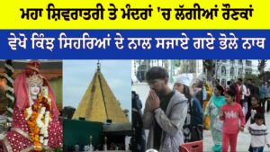 ਮਹਾ ਸ਼ਿਵਰਾਤਰੀ ਤੇ ਮੰਦਰਾਂ 'ਚ ਲੱਗੀਆਂ ਰੌਣਕਾਂ ਵੇਖੋ ਕਿੰਝ ਸਿਹਰਿਆਂ ਦੇ ਨਾਲ ਸਜਾਏ ਗਏ ਭੋਲੇ ਨਾਥ